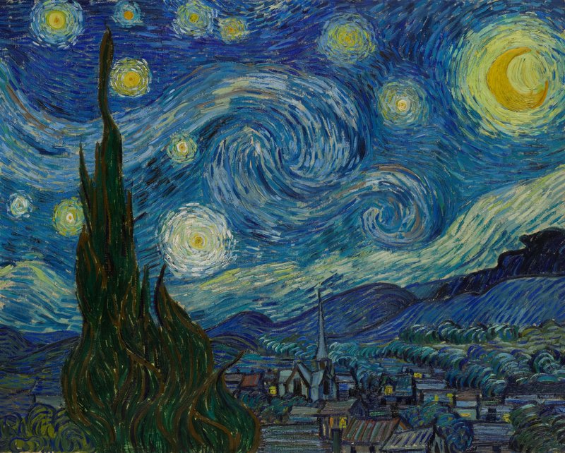Vincent van Gogh. The Starry Night. 1889. Oil on canvas, 29 x 36 1/4" (73.7 x 92.1 cm). The Museum of Modern Art, New York. Acquired through the Lillie P. Bliss Bequest, 1941