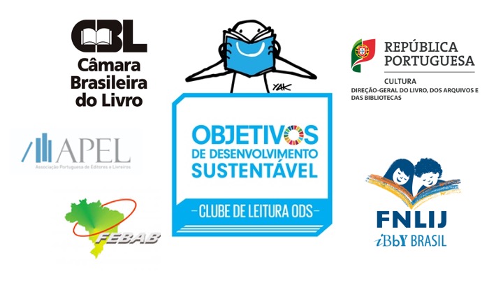 Logo composite of the new Portuguese language book club and the different partners