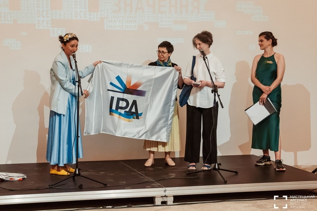 Gvantsa Jobava presents IPA Ukraine Flag at 2023 Book Arsenal Festival