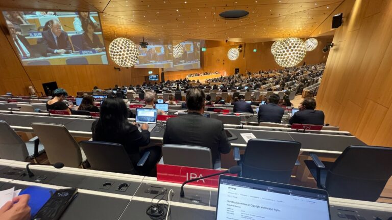 Photo of the plenary chamber during day 1 of the 45th session of WIPO's Standing Committee on Copyright and Related Rights (SCCR)