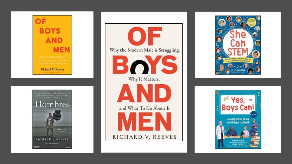 Blog illustration featuring the covers of a number of books related to equality and men or women