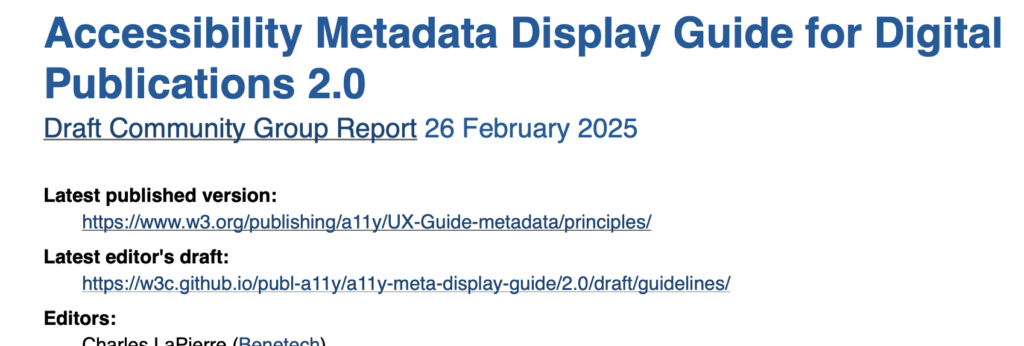 Screenshot W3C Accessibility Metadata